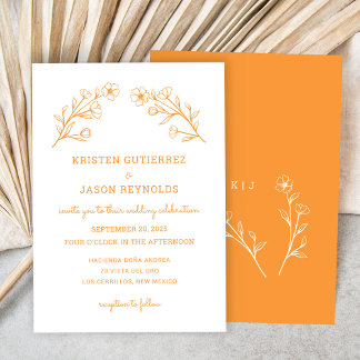 Elegante Invitación minimalista a la boda de flore