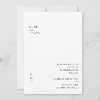 Elegante invitación Minimalista a la boda de marfi