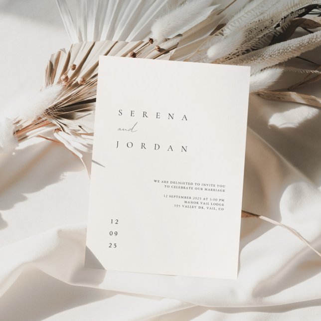Elegante invitación Minimalista a la boda de marfi (Subido por el creador)