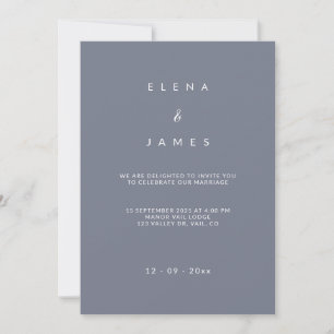 Elegante invitación Minimalista a la boda gris azu