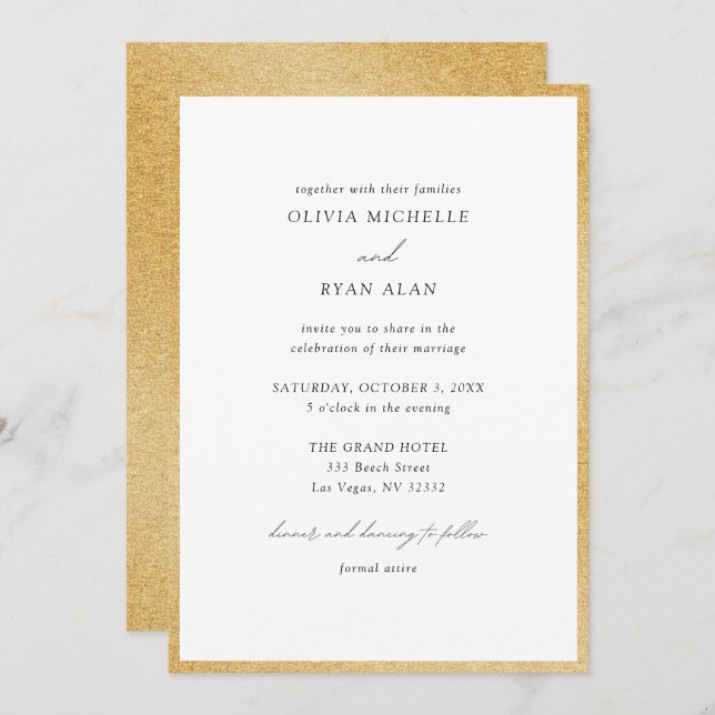 Elegante invitación Minimalista a la boda Purpurin (Anverso / Reverso)