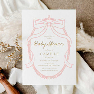 Elegante invitación minimalista de Baby Shower ros