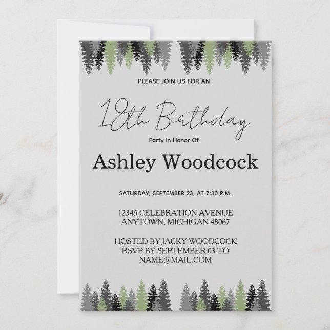 Elegante invitación Minimalista de cumpleaños (Anverso)