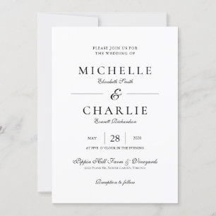 Elegante invitación Minimalista de matrimonio simp