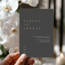 Elegante invitación minimalista de Relieve metaliz