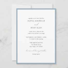 Elegante invitación Minimalista de una boda azul t