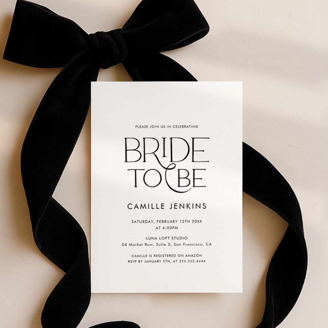 Elegante Invitación Minimalista para Despedida de  (Minimal Black and White Bridal Shower Invite)