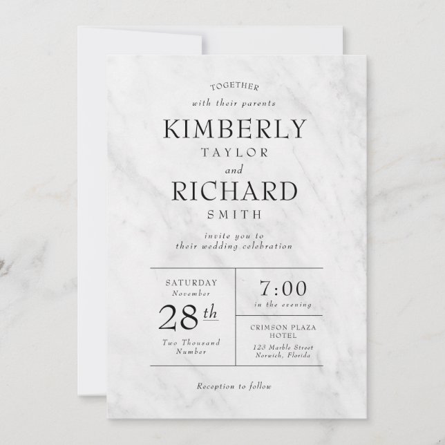 Elegante Invitación moderna a la boda de moda en m (Anverso)
