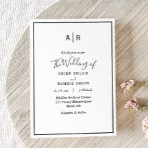 Elegante Invitación moderna a la boda monográfica