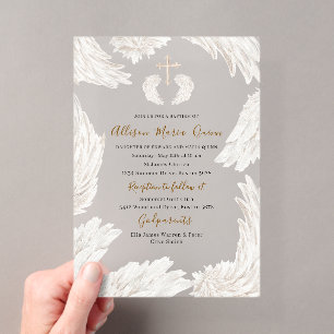 Elegante Invitación Moderna de Acuarela Alas Beige