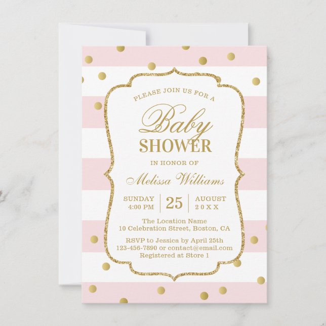 Elegante Invitación moderna de Baby Shower rosa do (Anverso)