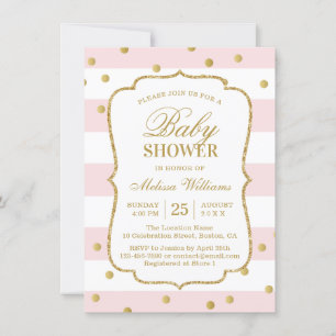 Elegante Invitación moderna de Baby Shower rosa do