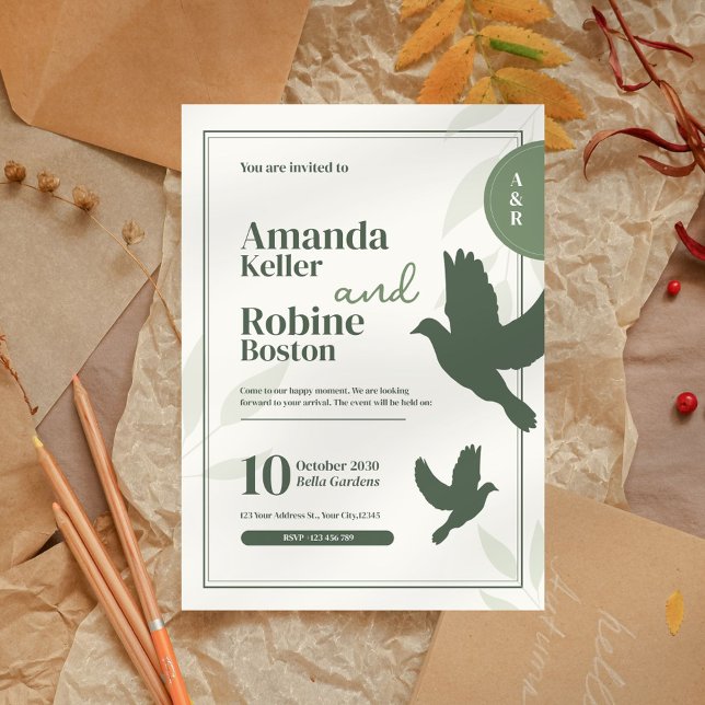 Elegante Invitación moderna de bodas de vintage (Subido por el creador)