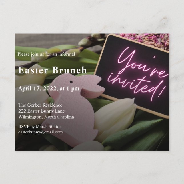 Elegante Invitación moderna de Brunch de Pascua (Anverso)