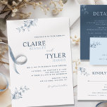 Elegante Invitación moderna y minimalista a la Bod<br><div class="desc">Moderna y elegante invitación a la boda con tipografía contemporánea y sutiles detalles florales a mano en azul. Fácil de rellenar la plantilla. Capacidad para "editar usando la herramienta de diseño" y realizar cambios en el tamaño del tipo de letra, estilo, posición e incluso color. Los últimos nombres están en...</div>
