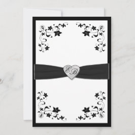 Elegante invitación monogramada en blanco y negro