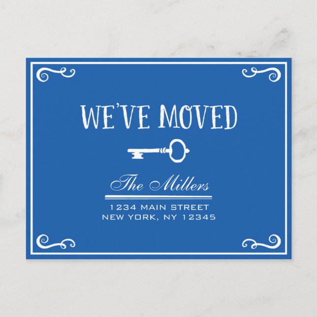 Elegante Invitación móvil de clave azul (Anverso)