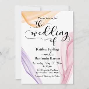 Elegante Invitación Naranja, Púrpura y Roja con To