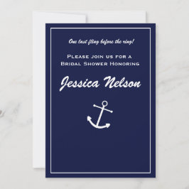 Elegante Invitación Náutica Azul Marino Blanca Chi