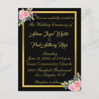 Elegante Invitación Negra y Oro