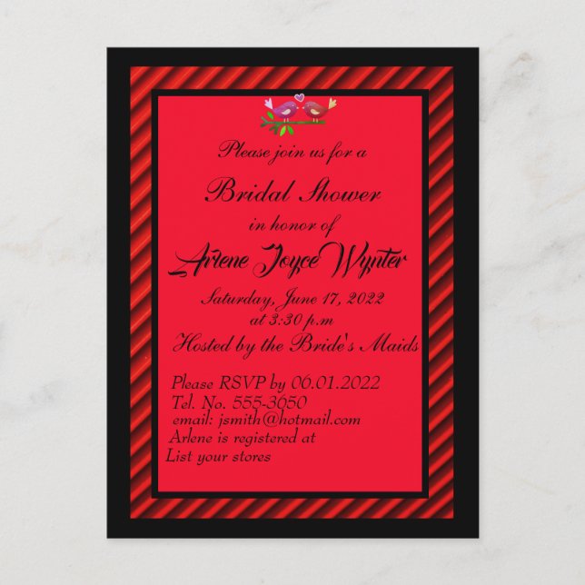 Elegante invitación negra y roja (Anverso)