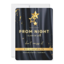 Elegante Invitación nocturna de prom negro y dorad