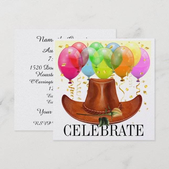 Elegante invitación occidental (Anverso / Reverso)