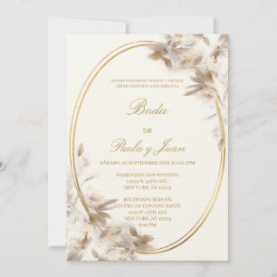 Elegante invitación oval de boda en español