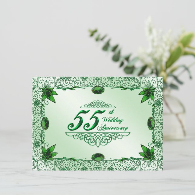 Elegante Invitación para 55º Aniversario de Boda 4 (Anverso de pie)