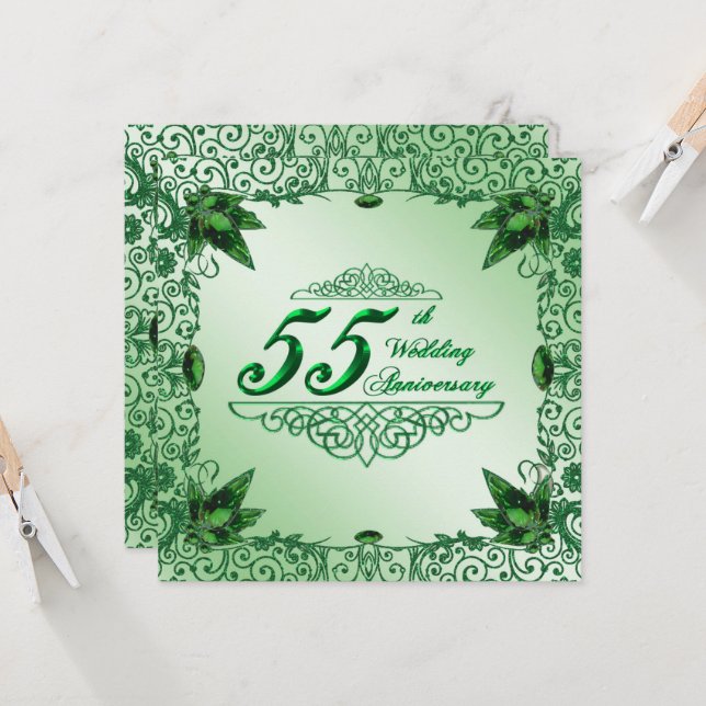 Elegante Invitación para 55 Aniversario de Bodas d (Anverso/Reverso In Situ)