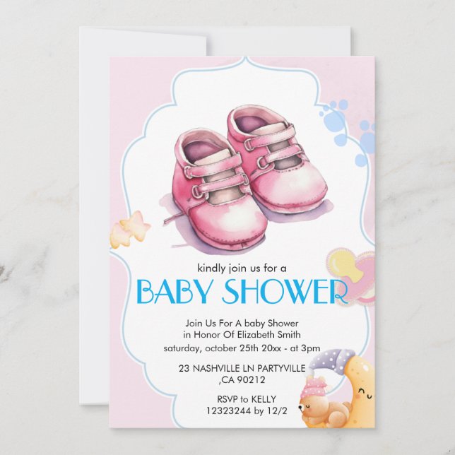 Elegante Invitación para Baby Shower (Anverso)