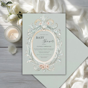 Elegante Invitación para Baby Shower con Marco Ant