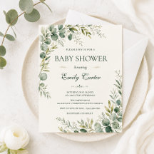 Elegante Invitación para Baby Shower de Verde Euca