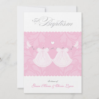 Elegante invitación para bautizar a una chica geme