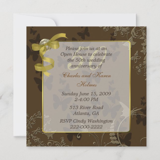 Elegante Invitación para Bodas de Oro (50 Aniversa (Anverso)