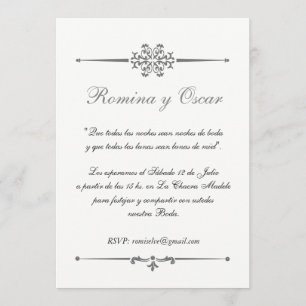 Elegante Invitación para bodas en Español.