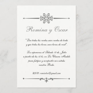 Elegante Invitación para bodas en Español.