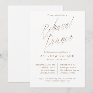 Elegante Invitación para Cena de Ensayo con Caligr