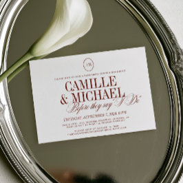 Elegante invitación para cena de ensayo en terraco
