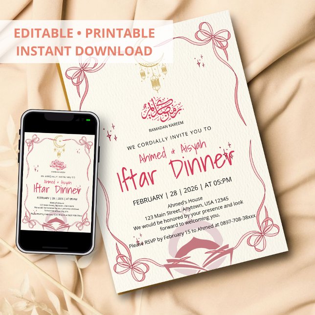 Elegante Invitación para Cena de Iftar con Cinta R (Subido por el creador)