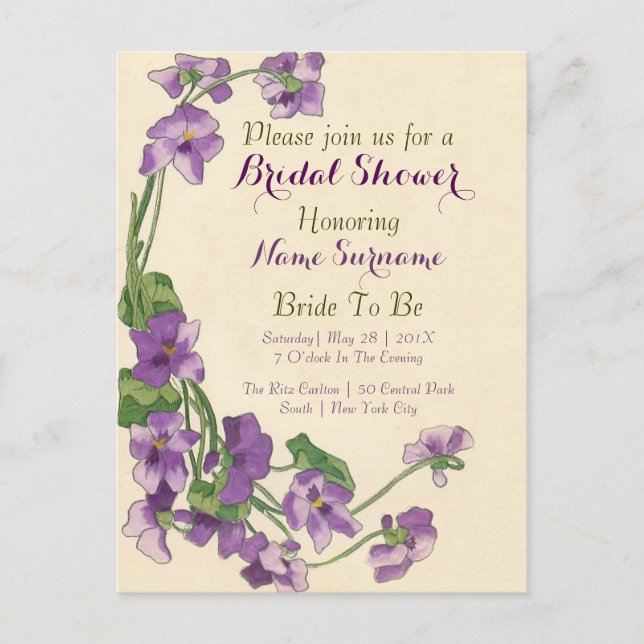 Elegante invitación para ducha de novia con presup (Anverso)