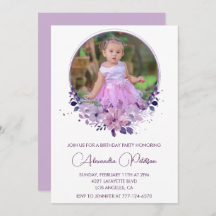 Elegante invitación para el 4° cumpleaños Foto Ele