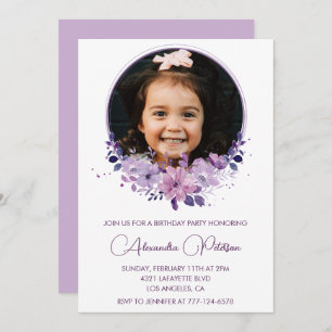 Elegante invitación para el 7° cumpleaños Foto Ele