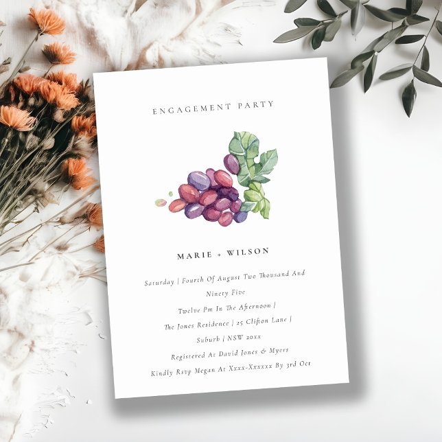 Elegante Invitación para el compromiso de la uva d (Subido por el creador)