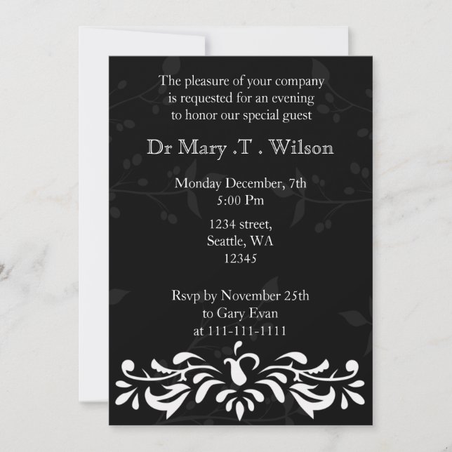 Elegante invitación para fiesta corporativa (Anverso)