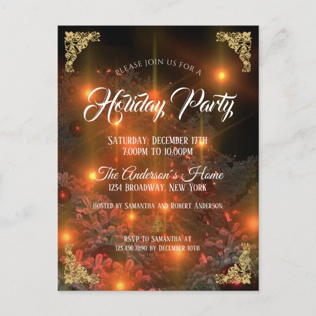 Elegante invitación para fiestas navideñas (Anverso)