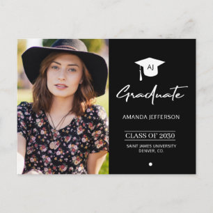 Elegante invitación para graduación de foto negra