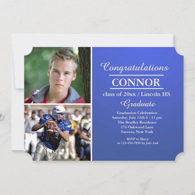 Elegante invitación para graduación de fotos de gr (Anverso)