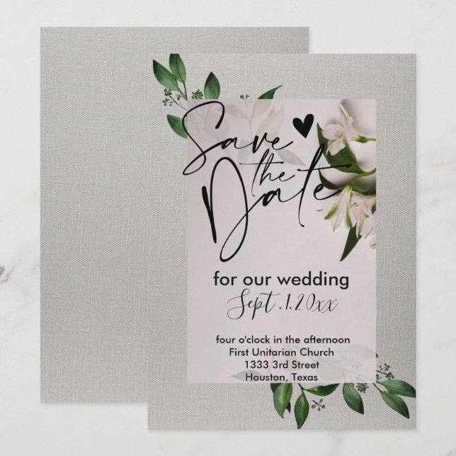 Elegante invitación para guardar la fecha (Anverso / Reverso)