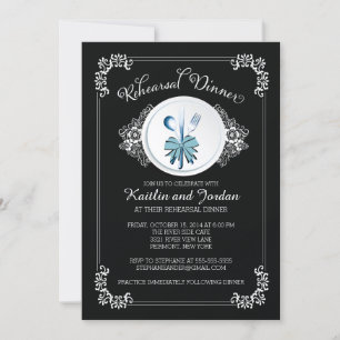 Elegante invitación para la cena de ensayo negro